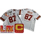 Men's Kansas City Chiefs #87 Travis Kelce Limited White C Patch Super Bowl LIX FUSE Vapor Jersey