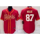 Men's Kansas City Chiefs #87 Travis Kelce Red Baseball Jersey