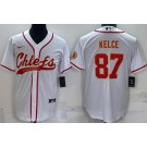 Men's Kansas City Chiefs #87 Travis Kelce White Baseball Jersey
