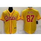 Men's Kansas City Chiefs #87 Travis Kelce Yellow Baseball Jersey