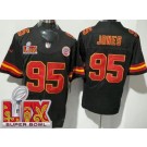 Men's Kansas City Chiefs #95 Chris Jones Limited Black Super Bowl LIX FUSE Vapor Jersey