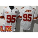 Men's Kansas City Chiefs #95 Chris Jones Limited White Super Bowl LIX FUSE Vapor Jersey