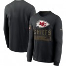 Men's Kansas City Chiefs Black 2020 Salute To Service Long Sleeves T Shirt 204