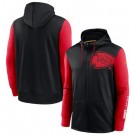 Men's Kansas City Chiefs Black Red Fan Gear Mascot Performance Full Zip Hoodie