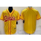 Men's Kansas City Chiefs Blank Yellow Baseball Jersey