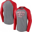Men's Kansas City Chiefs Gray 1960 Tri Blend Raglan Athletic Long Sleeve T Shirt