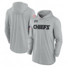 Men's Kansas City Chiefs Gray 2024 Salute to Service Lightweight Performance Long Sleeve Hooded T Shirt