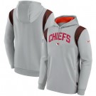 Men's Kansas City Chiefs Gray Brown Sideline Athletic Stack Performance Pullover Hoodie
