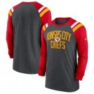 Men's Kansas City Chiefs Gray Red Tri Blend Raglan Athletic Long Sleeve T Shirt