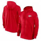Men's Kansas City Chiefs Red Sideline Club Performance Full Zip Hoodie