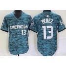 Men's Kansas City Royals #13 Salvador Perez Aqua 2023 All Star Cool Base Jersey