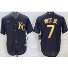 Men's Kansas City Royals #7 Bobby Witt Jr Black Gold Cool Base Jersey