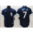 Men's Kansas City Royals #7 Bobby Witt Jr Navy 2022 City Connect Cool Base Jersey