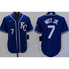 Men's Kansas City Royals #7 Bobby Witt Jr Royal Player Number Team Logo Cool Base Jersey