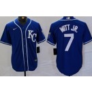 Men's Kansas City Royals #7 Bobby Witt Jr Royal Team Logo Cool Base Jersey