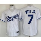 Men's Kansas City Royals #7 Bobby Witt Jr White Cool Base Jersey