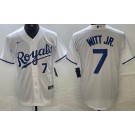 Men's Kansas City Royals #7 Bobby Witt Jr White Player Number Cool Base Jersey