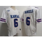 Men's Kansas Jayhawks #6 Jalon Daniels White College Football Jersey