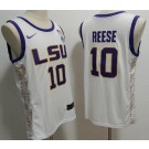 Men's LSU Tigers #10 Angel Reese White College Basketball Jersey