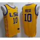 Men's LSU Tigers #10 Angel Reese Yellow College Basketball Jersey