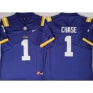 Men's LSU Tigers #1 JaMarr Chase Limited Purple College Football Jersey