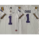 Men's LSU Tigers #1 JaMarr Chase Limited White College Football Jersey