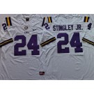 Men's LSU Tigers #24 Derek Stingley Jr White College Football Jersey
