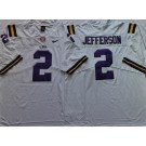 Men's LSU Tigers #2 Justin Jefferson White College Football Jersey