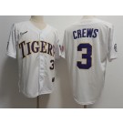 Men's LSU Tigers #3 Dylan Crews White College Baseball Jersey