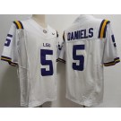 Men's LSU Tigers #5 Jayden Daniels White FUSE College Football Jersey