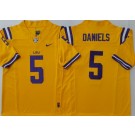 Men's LSU Tigers #5 Jayden Daniels Yellow College Football Jersey
