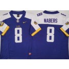Men's LSU Tigers #8 Malik Nabers Purple Alternate College Football Jersey