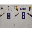 Men's LSU Tigers #8 Malik Nabers White FUSE College Football Jersey
