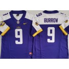 Men's LSU Tigers #9 Joe Burreaux Purple Alternate College Football Jersey