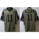 Men's Las Vegas Raiders #11 Henry Ruggs III Limited Olive 2021 Salute To Service Jersey