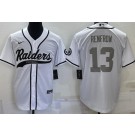 Men's Las Vegas Raiders #13 Hunter Renfrow White Gray Number Baseball Jersey