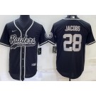 Men's Las Vegas Raiders #28 Josh Jacobs Black Baseball Jersey