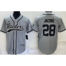 Men's Las Vegas Raiders #28 Josh Jacobs Gray Baseball Jersey