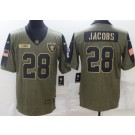 Men's Las Vegas Raiders #28 Josh Jacobs Limited Olive 2021 Salute To Service Jersey