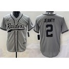 Men's Las Vegas Raiders #2 Ashton Jeanty Limited Gray Fashion Baseball Jersey