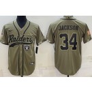 Men's Las Vegas Raiders #34 Bo Jackson Limited Olive 2022 Salute To Service Baseball Jersey