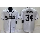 Men's Las Vegas Raiders #34 Bo Jackson White Baseball Jersey
