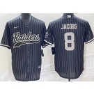 Men's Las Vegas Raiders #8 Josh Jacobs Limited Black Stripes Baseball Jersey