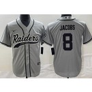 Men's Las Vegas Raiders #8 Josh Jacobs Limited Gray Baseball Jersey