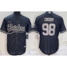 Men's Las Vegas Raiders #98 Maxx Crosby Black Stripes Baseball Jersey