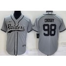 Men's Las Vegas Raiders #98 Maxx Crosby Gray Baseball Jersey