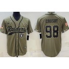 Men's Las Vegas Raiders #98 Maxx Crosby Limited Olive 2022 Salute To Service Baseball Jersey