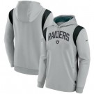 Men's Las Vegas Raiders Gray Black Sideline Athletic Stack Performance Pullover Hoodie