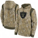 Men's Las Vegas Raiders Olive 2021 Salute To Service Therma Performance Pullover Hoodie