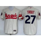 Men's Los Angeles Angels #27 Mike Trout Cream 2022 City Connect Cool Base Jersey